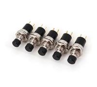 PB05A 7mm ON-OFF 2Pin Latching Self-Locking SPST Normally Open Mini Push Button Switch 5Pcs(5Pcs Black)