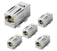 PBAEGAV RJ45 Cat7 Keystone Jack,5 Pack 10Gbps Shielded Female to Female Inline Coupler STP Keystone Insert for Cat7/Cat6a/cat6/cat5e Cable (5)