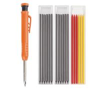 PBAHAUP Deep Hole Marker Set, 1 Piece Mechanical Carpenter's Pencils with 18 Refills, Robust Deep Hole Marker for Precision Markings, Ideal for Carpenters, Architects and Builders
