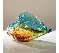 PBDEIOEOE Glass Conch Shells Sea Shell Statue Crystal Ornament Sea Animal for Decor,Handmade Glass Art Figurine Sculpture for Table top Home Fish Tank Aquarium,(Multi Colored,32x18cm)