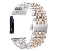 PBDEIOEOE Stainless Steel Quick Release Watch Strap, 20mm 22mm Quick Release Stainless Steel Watchband Double Press Butterfly Buckle Flat Head Universal Strap With Tool(Silver Rose Gold,22mm)