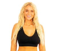 PBE 4 Pack Super Comfort Bra with Lace, Thick Double Lined Material Women's Sleep Bras, Sports Bra, Premium Quality, Seamless with Lace Edging, No Wires! - 4 Pack Black - XXXX Large