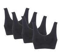 PBE 4 Pack Ultimate Comfort Padded Bra Comfort Bra, Womens Sports Bras Removable Pads Plus Size Sleep Bras, Wireless for Girls & Women. Yoga, Bralette, Maternity Friendly Stretch Crop Tops Vest. S-5XL