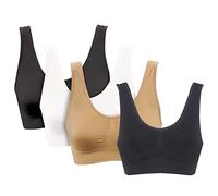 PBE Super Comfort Bra, Thick Double Material Women's Sleep Bras, Sports Bra, Premium Quality, Seamless, No Wires! 2 Pack Black/Nude L