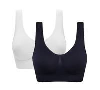 PBE Super Comfort Bra, Thick Double Material Women's Sleep Bras, Sports Bra, Premium Quality, Seamless, No Wires! 2 Pack Black/White 4XL
