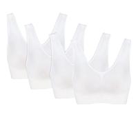 PBE Super Comfort Bra, Womens Sports Bras Removable Pads Plus Size Sleep Bras for Girls in Yoga Bralette Leisure Stretch Crop Tops Vest - 4 Pack White - XXXXX Large