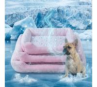 Pbed Dog Cooling Bed Summer Sleeping Cool Ice Silk Bed for Small, Medium, Large Dogs & Cats Breathable Washable Pet Beds with Non-Slip Bottom Pink Medium