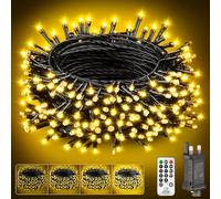 PBGMRT Christmas Tree Fairy Lights Outdoor - 15m 150LED Warm White String Light Mains Powered Dimmable 8-Modes Timer Remote Control Indoor Outside Waterproof Xmas Lighting Decoration
