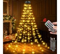 PBGMRT Christmas Tree Lights Warm White - 2M/6.6FT x 12 Strands 240LEDs Mains Powered Fairy Lights Waterproof with Remote & 8 Modes Memory Timer for Outside Indoor Xmas Party Decorations
