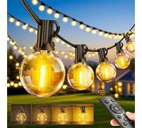 PBGMRT Dimmable Outdoor String Lights 30M/100FT G40 Mains Powered Garden Lights 36+2 LEDs, Remote 2 Timer 3 Modes Waterproof Outside Festoon Lights for Patios Fences Pergolas