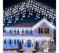 PBGMRT Icicle Christmas Lights Outdoor 10M - Fairy Lights Plug in Cool White Connectable Waterproof Led Bright Icicle Lights Mains Powered with 8 Modes & Remote Timer for Window Garden Party