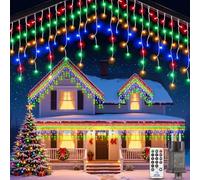 PBGMRT Icicle Christmas Lights Outdoor 10M - Fairy Lights Plug in Multicolor Connectable Waterproof Led Bright Icicle Lights Mains Powered with 8 Modes & Remote Timer for Window Garden Party