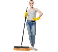PBHEPPJ 18 Inchs Push Broom Outdoor Heavy Duty, Shop Broom with 60" Long Bandle and Stiff Bristles for Cleaning Outdoor or Indoor Tile, Garage, Shop, Deck, Concrete, Wood, Stone, Patio Floor