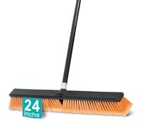 PBHEPPJ 24 Inchs Push Broom Outdoor Heavy Duty, Shop Broom with 60" Long Bandle and Stiff Bristles for Cleaning Outdoor or Indoor Tile, Garage, Shop, Deck, Concrete, Wood, Stone, Patio Floor