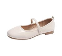 PBHGMGEBLV Red Flats Shoes for Woman Square Toe Flat Low Heel Elegant Versatile Mary Janes(Beige,6.5UK)