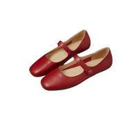 PBHGMGEBLV Women's Flat Shoes Versatile Chic Slip On Flats Mary Janes(Red,6.5UK)