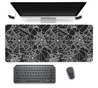 PBLJMJ Black Spider Web Desk Pad Mouse Pad,Large Gaming Mouse Mat with Stitched Edges,Non-Slip Waterproof Rubber Base Mousepad for Office Work Home Desk Mat(27.5X11.8 in)