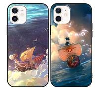 PBNDJVG 2 Packs Case for Xiaomi Redmi 12 6.79 Inches, Anime One Piece Thousand Sunny Pattern Manga Character Shockproof Protection Case Flexible TPU Silicone Cover Bumper, Black1