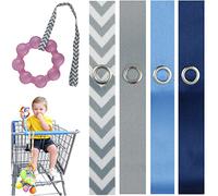 PBnJ baby Toy Saver Strap Fastener Strap - Secure Accessories - Grey, Navy, Light Blue, Grey, 4 Pack