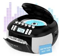 Pbochi Combo Cd Player Boombox And Cd Cassette Player, Portable Cd Player With Cd-R/Cd-Rw Compatible, Battery Powered Am FM Radio, Stereo Sound, Programmable, Lcd Display, Headphone Jack