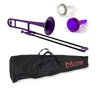 pBone PBONE1P Plastic Trombone with Mouthpiece and Carry Bag - Bb Student Beginner - Purple, 14.0 in*38.0 in*11.0 in