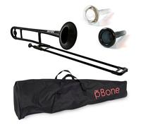 pBone Plastic Trombone with Mouthpiece and Carry Bag - Bb Student Beginner - Black, PBONE1BLK