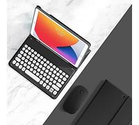PboyiqiS Keyboard Case for iPad Air 13 Inch Case (M3 2025/M2 2024)/iPad Pro 12.9 (6th, 5th, 4th, 3rd Gen) with Pencil Holder, Cute Round Key Detachable Keyboard Mouse Combo, Black