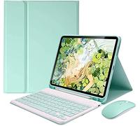 PboyiqiS Keyboard Case for iPad Mini 5 / Mini 4 with Mouse Detachable Wireless Bluetooth Keyboard Pencil Holder Slim Leather Smart Cover for iPad Mini 5th/4th Gen, Mint Green