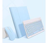 PboyiqiS Keyboard Case for iPad Mini 5 / Mini 4 with Mouse Detachable Wireless Bluetooth Keyboard Pencil Holder Slim Leather Smart Cover for iPad Mini 5th/4th Gen, Sky Blue
