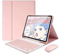 PboyiqiS Keyboard Case for iPad Mini 5 / Mini 4 with Mouse Detachable Wireless Bluetooth Keyboard Pencil Holder Slim Leather Smart Cover for iPad Mini 5th/4th Gen, Pink