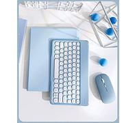 PboyiqiS Keyboard Case with Mouse for iPad 6th/5th Generation/Air 2/Pro 9.7, Case for iPad 9.7 inch with Keyboard and Mouse Cute Round Key Detachable Case with Pencil Holder, Blue