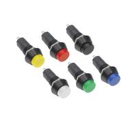 PBS-11A 12mm self-locking Plastic Push Button Switch Latching Switchs 1A 250V 2PIN PBS-11B(WHITE,Self locking,6PCS)