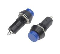 PBS-11A 12mm Self-locking Plastic Push Button Switch Latching Switchs 1A 250V AC 2PIN PBS-11B 1Pcs(Blue,SELF LOCKING_1PCS)