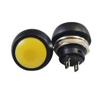 PBS-33B Circular Self Resetting Power Button Switch Without Lock Copper Nut Flame Retardant Shell Opening 12mm 1Pcs(K033b069-Yellow)