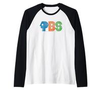 PBS Colorful Distressed Logo Public Broadcasting Service Raglan Baseball Tee