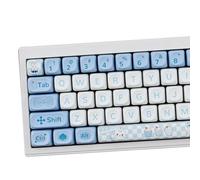 PBT Alice Rabbit Keycaps Set MOA Profile Blue White Cute Keycaps 145 Keys Custom Dye-Sublimation Keyboard Keycap for 60% 65% 70% 75% 100% Cherry MX Switches Mechanical Keyboards