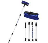 PBT Car Wash Brush with Long Handle 62"/156cm Telescoping Mop Pole 10" /25.4cm Larger Soft Bristle Head for RV Truck SUV Window Glass Tyres Boat Floor Deck House Siding Wall Snow Removal Cleaning Tool