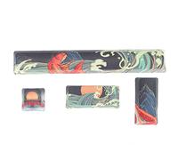 PBT Custom Keycap Set, 4-Pack, Game Style, Ocean Wave Fish Design, Bright Colours, for DIY Mechanical Keyboards, Space, ESC, Enter, Numpad Enter