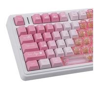 PBT Keycaps + Clear PC Through Keycaps, 150 Keys Pink Jelly Pudding Cute Keycap, Double Shot Shine Through Cherry Profile Keycap for Cherry MX Switch ANSI & ISO Layout Mechanical Keyboards