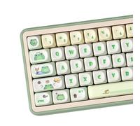 PBT Keycaps, Moa Profile Keycap, Cute Round Kawaii Keyboard Keycap, 141 Keys Green Frog Dye-Sublimation Keycap Set With Keycaps Puller for Mechanical Keyboard 60% 75% 100%