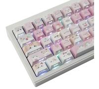 PBT Keycaps - Side Printed Keycap Set,136 Keys Shine Through Meow Meow Squad Custom Cat Keycaps, Cherry Profile Keyboard Keycap for Cherry Gateron MX Swithes ANSI Layout Mechanical Keyboards