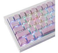 PBT Keycaps - Side Printed Shine Through Keycap Set,131 Keys Rose Coast Pink Cute Keycaps, Double Shot Custom Key Cap Cherry Profile Keyboard Keycap for Mechanical Keyboards