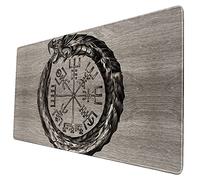PBTMCD 3D Print Nordic Ouroboros Waterproof Big Mousepad, Viking Snake Gaming Professional Extended Mouse Pad, Internet Cafe Office Desk Non-Slip Mouse Mat,Gray,35x16 Inch
