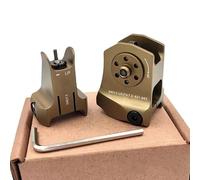 PBTMCD Flip-Up Backup Iron Sights Set - Aluminum Alloy Front & Rear Mechanical For Picatinny Rails, Rapid Deployment