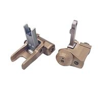 PBTMCD Flip-Up Backup Iron Sights - Tool-Free Adjustable Low-Profile Front & Rear Set For 20mm Picatinny Rails(Tan+Silver)