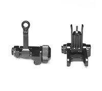 PBTMCD Flip Up Fold Front And Rear Iron Sights Set For 20mm Rail, Left Right Adjustable, Rapid Transition Backup