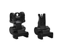 PBTMCD Flip-Up Front & Rear Iron Sight Set, Low-Profile Aluminum Backup Sights, Left/Right Windage, For 20mm Picatinny Rail