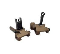 PBTMCD Front And Rear Flip-Up Iron Sights Set - Rapid Transition Backup For 20mm Rail With Adjustable Windage & Elevation(DE+BK)