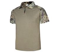 PBTMCD Men's Quick-Dry Short Sleeve Tactical Shirt With 1/4 Zip, Rip-Stop Fabric For Outdoor Training And Golf(Green Python,M)