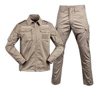 PBTMCD Men's Tactical Jacket And Pants Uniforms Suits Ripstop Hunting Set(Khaki,XL)